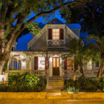 Kerr House with sign dusk